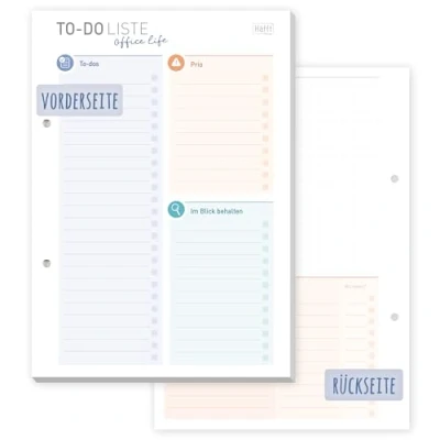 Abbildung von Häfft® A5 To do Listen Block Office Life 50 Blatt mit Prios, Tracker &amp; freiem Platz für Notizen klimafreundlich und nachhaltig