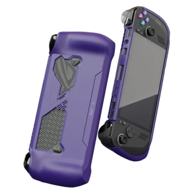 Abbildung von Skull &amp; Co. GripCase Ally for ROG X: A Soft Protective Case with Textured Grips Full Protection and Stand, Shock Absorption Non Slip Anti Scratch Cover Design Galactic Purple