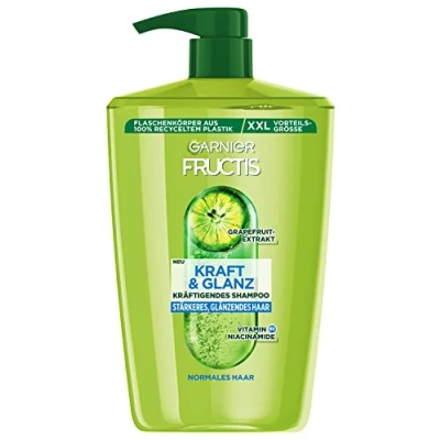 Abbildung von Garnier Fructis Kraft und Glanz kräftigendes Shampoo XXL, gibt dem Haar Energie zurück, für stärkeres glänzendes Haar, Maxi Format, 1000 ml