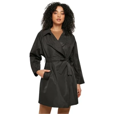 Abbildung von Urban Classics Crinkle Minimal Trenchcoat, Damen, Größe: XS, Black