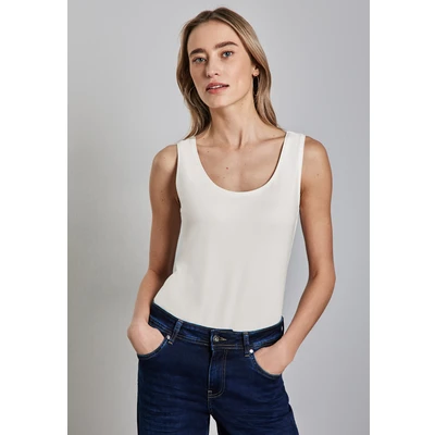 Abbildung von Street One Damen A322896 Basic Top in Unifarbe, Off White, 34