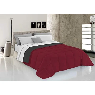Abbildung von Italian Bed Linen Wintersteppdecke Elegant, Mikrofaser, Bordeaux/Dunkelgrau, 170x260cm