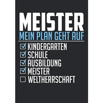 Abbildung von Notizbuch A4 kariert mit Softcover Design: Meister Geschenk Weltherrschaft Plan geht auf Meisterschule: 120 karierte DIN Seiten