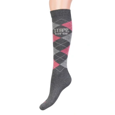 Abbildung von StappHorse Reitsocken Checkered Grau Rosa 35 38