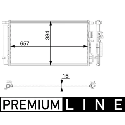 Abbildung von MAHLE ORIGINAL AC 64 000P Klimakondensator mit Trockner 657 HYUNDAI: ix35, Tucson