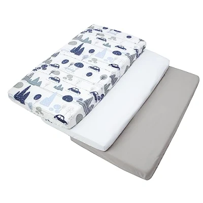 Abbildung von Medi Partners 3er Set Spannbettlaken Spannbetttuch 60x120cm 100% Baumwolle Baby Bettwäsche Babymatratze Schlafsack Kinderbett Babybett