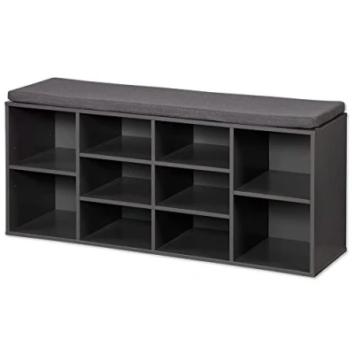 Abbildung von Universal / Schuhschrank mit Sitzkissen und Schublade, grau lackiert