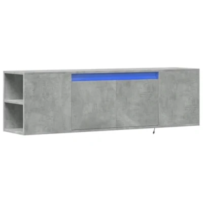 Abbildung von vidaXL TV Wandschrank, Schrank Lowboard mit LED Beleuchtung, Hängeschrank Fernsehschrank für Wohnzimmer, Fernsehtisch Board Hängend, Betongrau