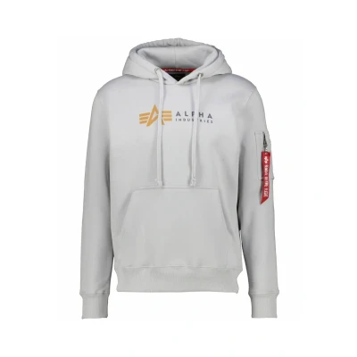 Abbildung von Alpha Industries Label Kapuzenpullover silber, Herren, Größe: Small, Silber