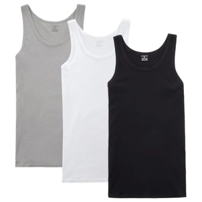 Abbildung von NUOZA Unterhemd Herren Tank Top 3er Pack Feinripp Muskelshirts Baumwolle alle Größen und Farben Schwarz Weiß Grau,3XL
