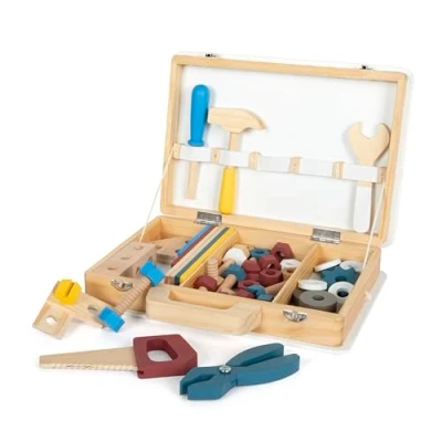 Abbildung von Small Foot Kinder Werkzeug Set Werkzeugkoffer Workshop, (53 tlg), aus Holz