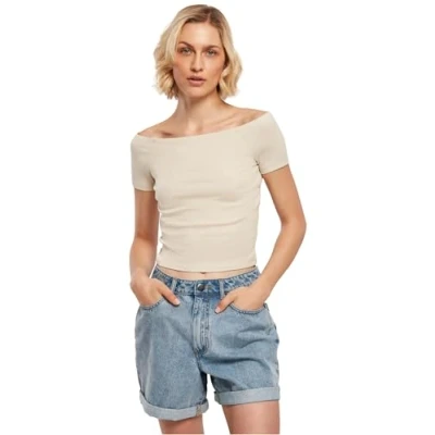 Abbildung von Urban Classics OFF Shoulder Tshirt basic, Damen, Größe: XS, Softyellow