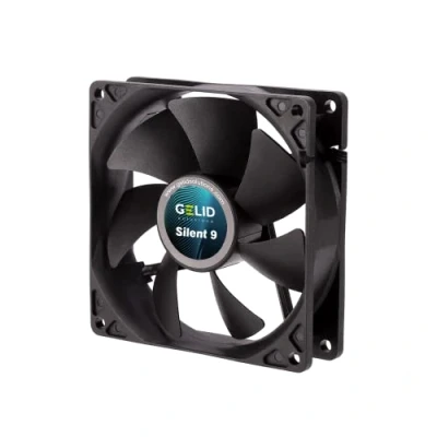 Abbildung von Gelid Solutions Silent 9 Black 92mm Lüfter Leiser Betrieb Optimierte Lüfterflügel Hoher Luftstrom 3 Pin Anschluss RPM 1500 92x92x25mm Schwarz