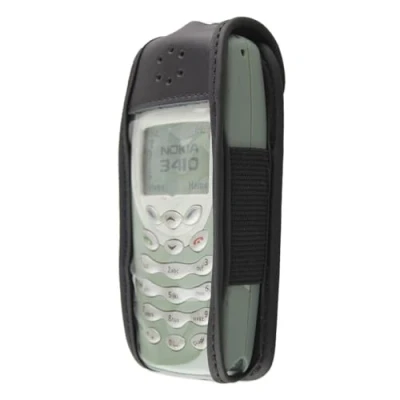 Abbildung von caseroxx Hülle Ledertasche mit Gürtelclip für Nokia 3410 aus Echtleder, Tasche und Sichtfenster in schwarz