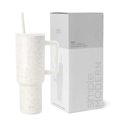 Abbildung von Simple Modern Trinkbecher mit Griff und Strohhalm Deckel, isolierter Becher, wiederverwendbar, Edelstahl, Reisebecher, Becherhalter, Geschenk für Damen, Ihn, Trek Kollektion, cremefarbener