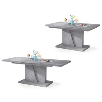 Abbildung von All4All Couchtisch Noel Kaffeetisch Wohnzimmertisch Sofatisch mit Ablagen Esstisch Einlegeplatte ausklappbar 120x70cm 05 Beton Millenium
