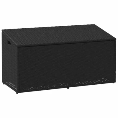 Abbildung von vidaXL Garten Auflagenbox Schwarz 110x50x58 cm Poly Rattan, Aufbewahrungsbox, Outdoor Kissen Lagerung, Aufbewahrungsbox