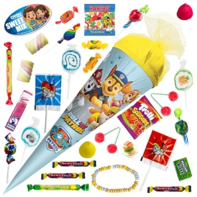 Abbildung von OYOY 35cm Schultüte gefüllt mit Süßigkeiten Mix I ROTH Paw Patrol kleine Geschwister Einschulung Geschenk