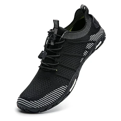 Abbildung von IceUnicorn Strandschuhe Badeschuhe Damen Herren Schwimmschuhe Aquaschuhe Sommer Schnell Trocknend Surfschuhe(Minimalistische Schwarz，39EU)