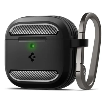 Abbildung von Spigen Rugged Armor Hülle Case kompatibel mit AirPods 4 (2024) Matt Schwarz