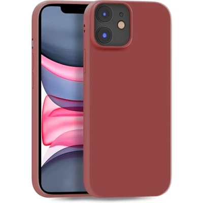 Abbildung von MyGadget Hülle kompatibel mit iPhone 11 robuste Handyhülle TPU Case Slim Silikonhülle Back Cover Kratzfest Schutzhülle matt Braun