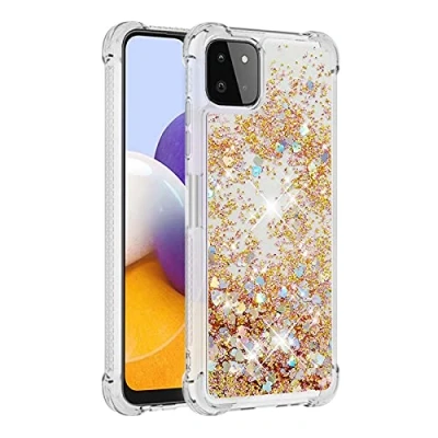 Abbildung von KBIKO zxl Handyhülle Samsung Galaxy A22 5G Glitzer, Hülle 5G, Flüssig Treibsand Mädchen Frauen Glitter Quicksand Weich TPU Bumper Silikon Schutzhülle für 5G.Gold YBL
