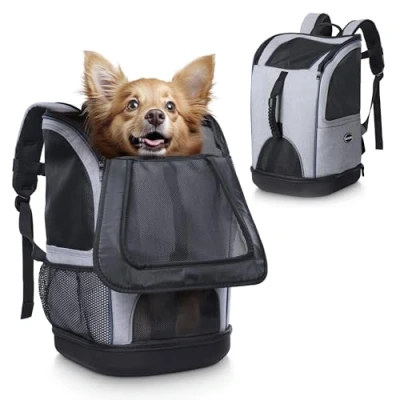 Abbildung von Navaris Tiertransportbox 2in1 Rucksack für Hund Katze gepolstert Hunderucksack Katzenrucksack