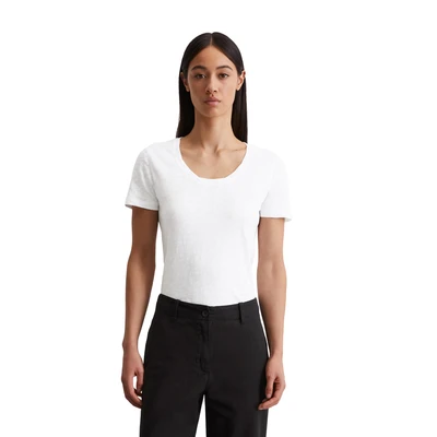 Abbildung von Marc O&#039;Polo DEEP Round NECK Twisted Tshirt basic, Damen, Größe: Large, White
