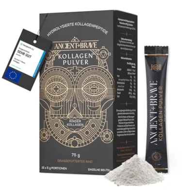 Abbildung von Ancient + Brave True Collagen Sachets 15 x 5 Gramm Nachhaltiges Rinderkollagen Pulver aus Weidehaltung 100% Hochwertiges Kollagen Hydrolisat (Typ 1) Für Haut Haare Nägel Frauen Protein Quelle