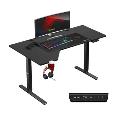 Abbildung von huzaro Hero 9.1 Electric Corner Desk, L Shape Computer Office Table, Bar 145 x 85 cm, Height Adjustable, 3 Memory Control, Memo Board, Metal Construction, Black