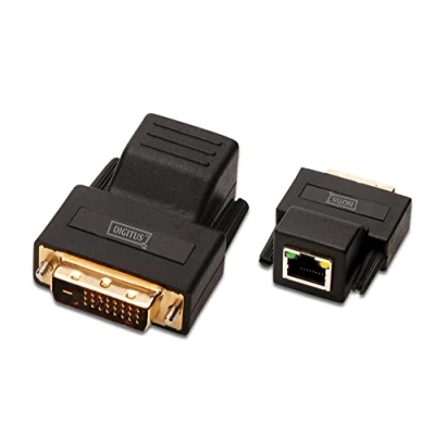 Abbildung von DIGITUS DVI Extender Set (Sender/Empfänger) bis zu 70 m Reichweite UTP Patchkabel (Cat 5e/6) Auflösung 1920x1200 Pixeln schwarz