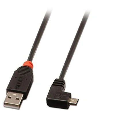 Abbildung von Lindy 31976 USB 2.0 Kabel Typ A / Micro B 90 gewinkelt, 1m