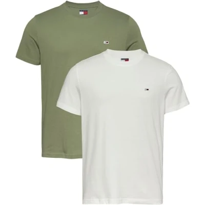 Abbildung von Tommy Jeans 2 PACK Tshirt basic, Herren, Größe: 46, Ecru aruba green