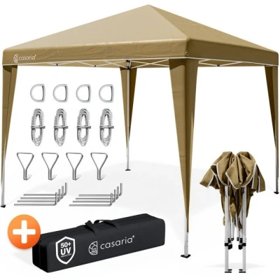 Abbildung von CASARIA® Pavillon Capri 3x3m Pop Up UV Schutz 50+ Wasserdicht Winterfest mit Tasche Faltbar Stabil Camping Garten Faltpavillon Partyzelt Creme