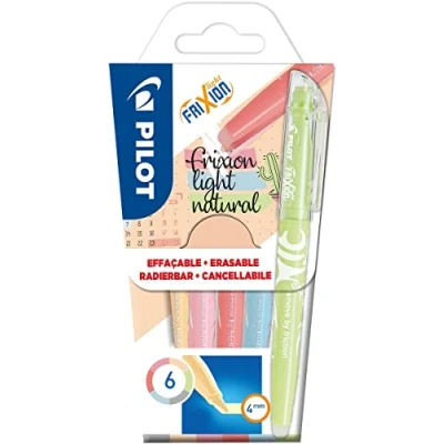 Abbildung von PILOT Pen FriXion Light Natural Textmarker Set Radierbare Markierstifte mit 6 Naturfarben Keilspitze für feine und breite Linien, ideal als Marker Handlettering Bullet Journaling