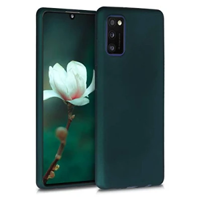 Abbildung von kwmobile Case kompatibel mit Samsung Galaxy A41 Hülle Schutzhülle aus Silikon metallisch schimmernd Handyhülle Metallic Petrol