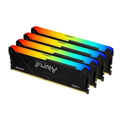 Abbildung von Kingston FURY Beast RGB 32GB 3200MT/s DDR4 CL16 DIMM (Kit mit 4) PC Arbeitsspeicher KF432C16BB2AK4/32