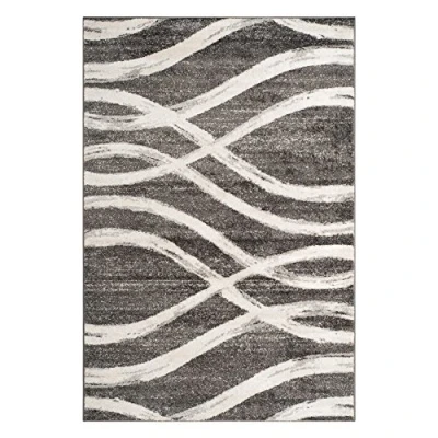 Abbildung von SAFAVIEH Distressed Teppich für Wohnzimmer, Esszimmer, Schlafzimmer Adirondack Collection, Kurzer Flor, Creme und Schiefer, 91 X 152 cm
