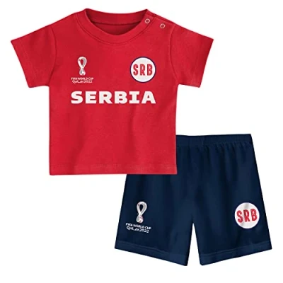 Abbildung von FIFA Unisex Kinder, Red, Kids Official World Cup 2022 &amp; Serbia Home Country Tee Shorts Set, Medium Age 3 UK