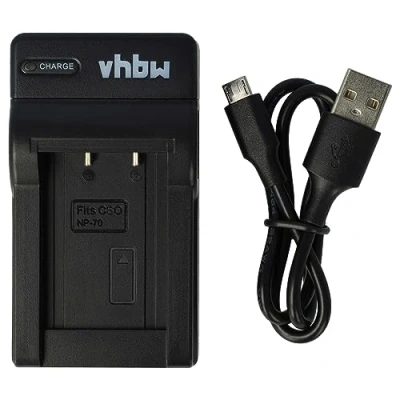 Abbildung von vhbw USB Akkuladegerät kompatibel mit Casio NP 70 Digitalkamera, Camcorder, Action Cam Akku Ladeschale