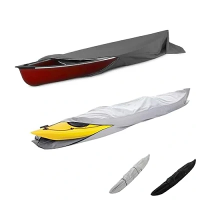 Abbildung von 16ft Kajak Abdeckung 5m*1m,Kajak Kanu Bootsabdeckung Persenning 420D Oxford Wasserdicht und UV Beständig Aufbewahrungstasche für Boot(Black)