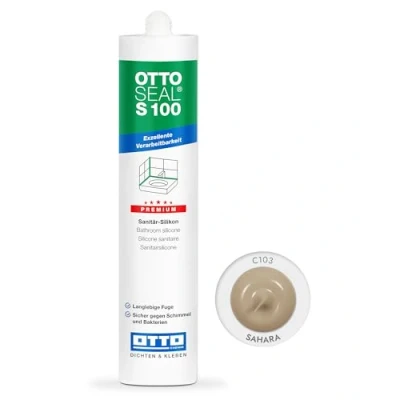 Abbildung von OTTOSEAL S 100 Premium Sanitär Silikon 300ml C103 sahara Sicher gegen Schimmel &amp; Ideal für Bad, Küche Wohnbereich Hervorragend Glätt Modellierbar