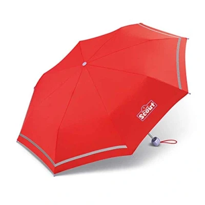 Abbildung von Scout Kinder Regenschirm Taschenschirm Schultaschenschirm mit Reflektorstreifen extra leicht rot