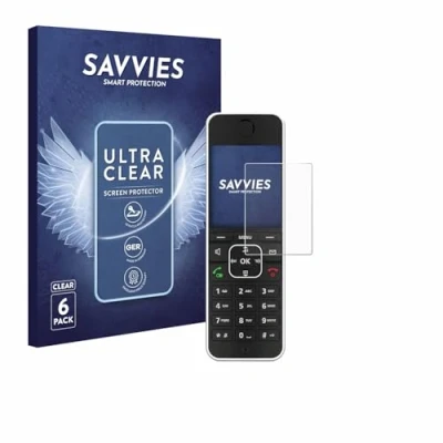 Abbildung von Savvies 6 Stück Schutzfolie für AVM Fritz!Fon C6 Black Displayschutz Folie Ultra Transparent
