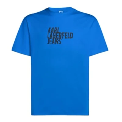 Abbildung von KARL LAGERFELD JEANS, Herren, Normales Kurzarm Logo T Shirt, Blau, Klein