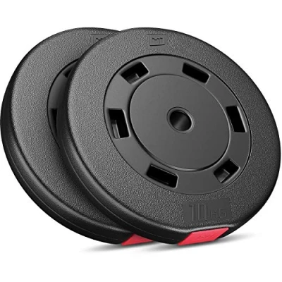 Abbildung von Hop Sport Hantelscheiben Set 5, 10, 20, 30 kg Kunststoff Gewichte mm Hanteln Gewichtsscheiben 4x5 / 2x10 2x5 kg+2x10 (2 x 10 kg)