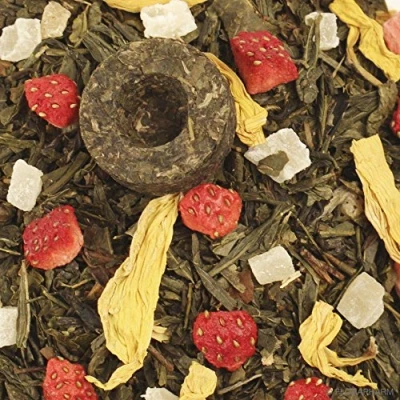 Abbildung von Grüntee aromatisiert Die Acht Schätze des Shaolin 1000g mit Erdbeer Ananas Geschmack Nachfüllpack Lose