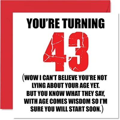 Abbildung von lustige Geburtstagskarten zum 43. Geburtstag für Männer und Frauen, mit Aufschrift &quot;Start Ly&quot;, Geburtstagskarte Papa, Mutter, Bruder, Schwester, Opa, Oma, Onkel, Tante, 145 mm x