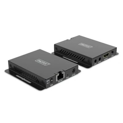 Abbildung von DIGITUS HDMI Extender Set zur Verlängerung von Signalen über Netzwerkkabel UltraHD 4k/120Hz 2.1 40 m Reichweite HDCP, HDR, EDID CAT 6, 6A, 7 Schwarz