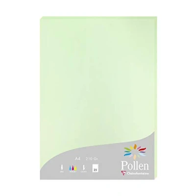 Abbildung von Clairefontaine 24205C Packung mit 25 Karten Pollen 210g, DIN A4, 21 x 29,7cm, Grün